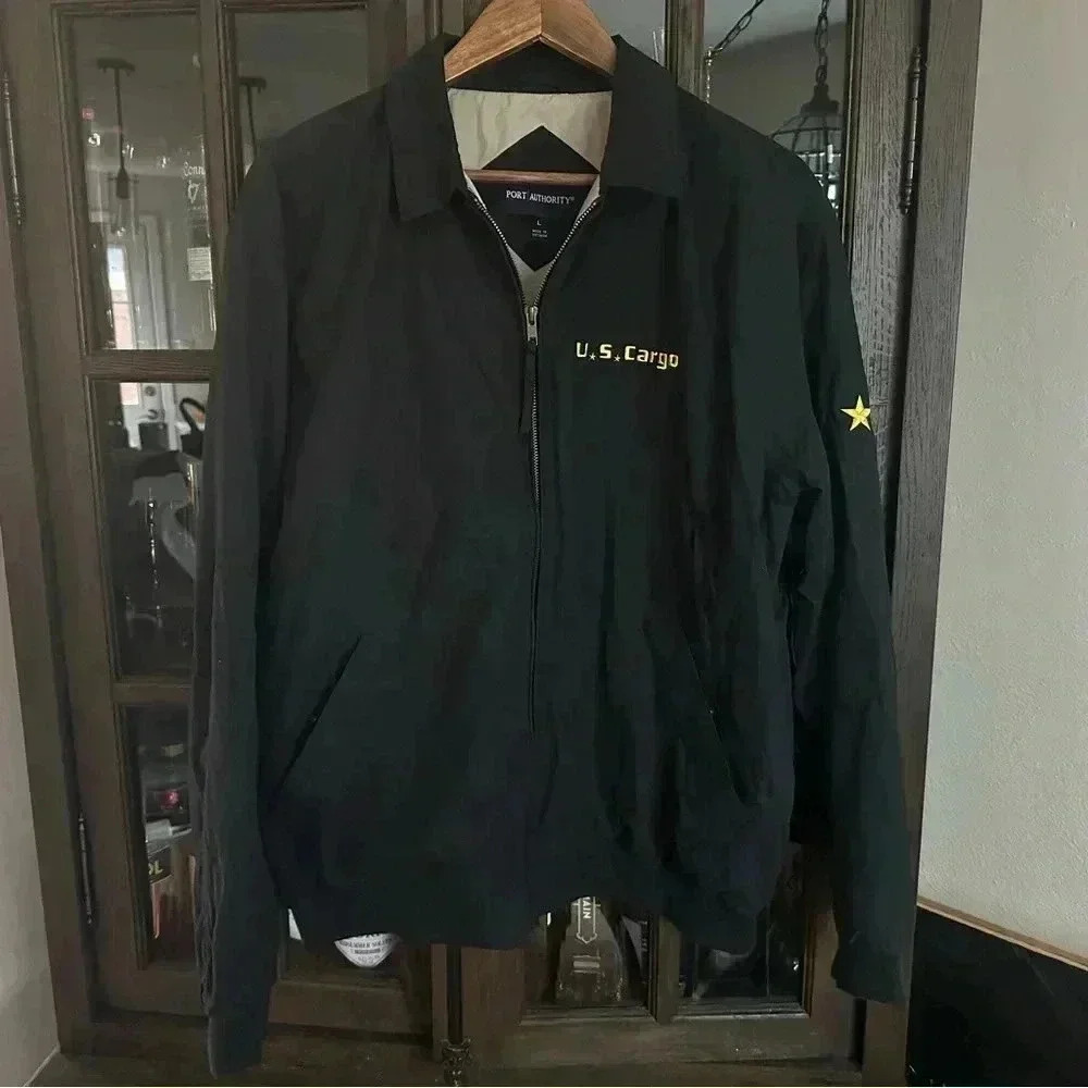 Men's Black Full Zip Collar Port Authority U.S. Cargo Jacket Size Large-C6